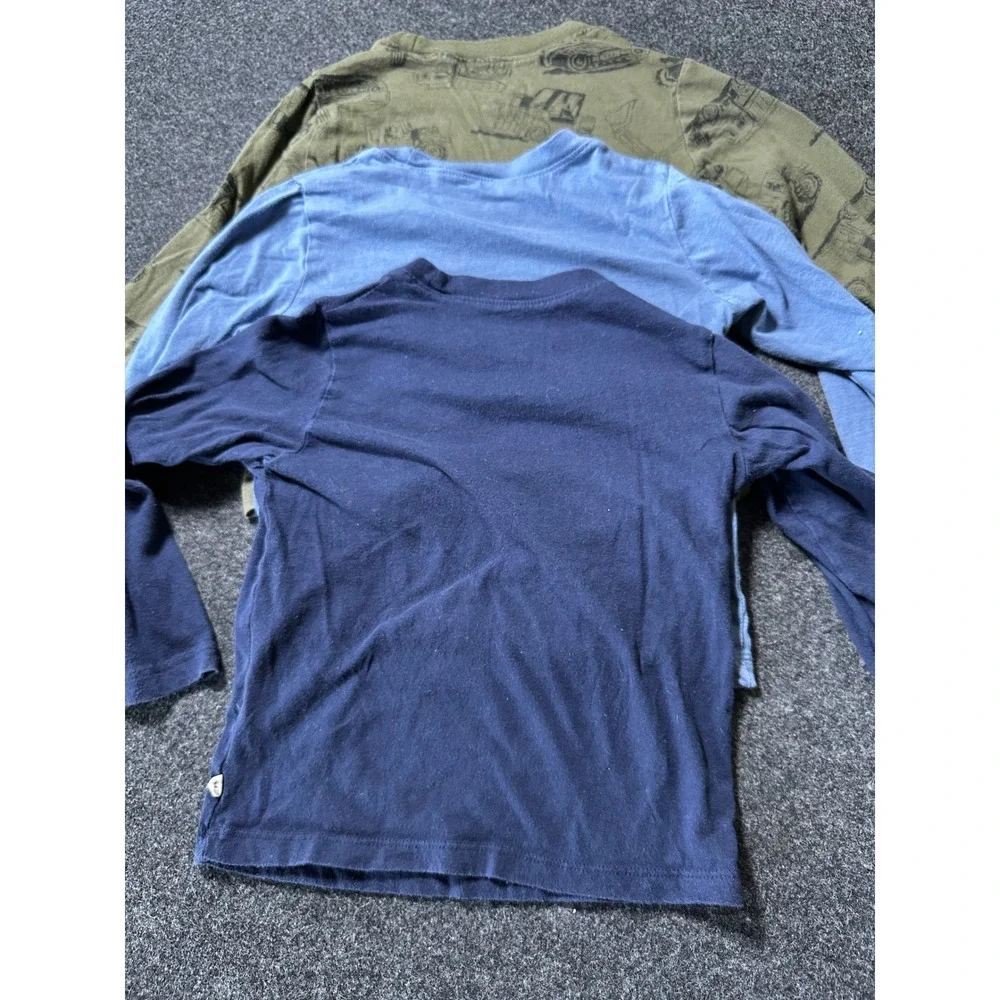 Baby Gap Boys 3 Pack Long Sleeve T-Shirts Navy Blue Olive Green Construction 4Y